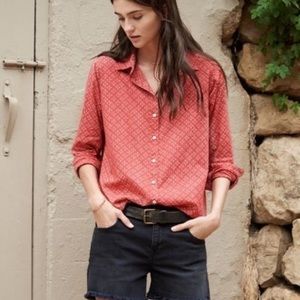 VELVET BY GRAHAM & SPENCER EMERY PRINTED COTTON BUTTON-UP SHIRT RED